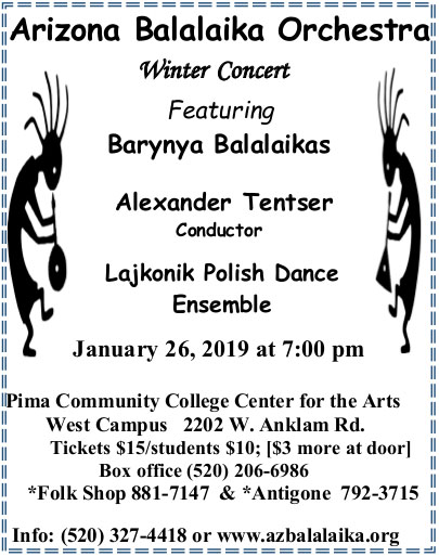 Arizona Balalaika Orchestra, Barynya Balalaika Trio, January 26th 2019, Pima Community Center for the Arts West Campus, 2202 West Anklam Road, Tucson, Arizona  85745