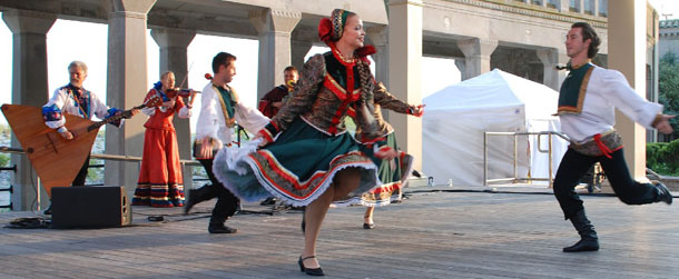 Barynya - Russian folk dance. Russian dance and music ensemble "Barynya" performance in Atlantic City, NJ