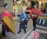 New York based Balalaika-contrabass player Leonid Bruk with balalaika virtuoso Alex Siniavski 
and guitar player Mikhail Smirnov. Macy's, Kings Plaza, Brooklyn, New York