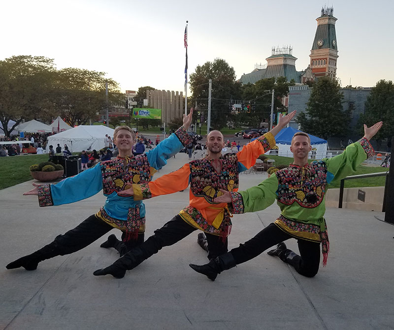 Vladimir Nikitin, Sergey Tshnok, Konstantin Tulinov, Ethnic Expo event, City Hall Plaza, Columbus, Indiana