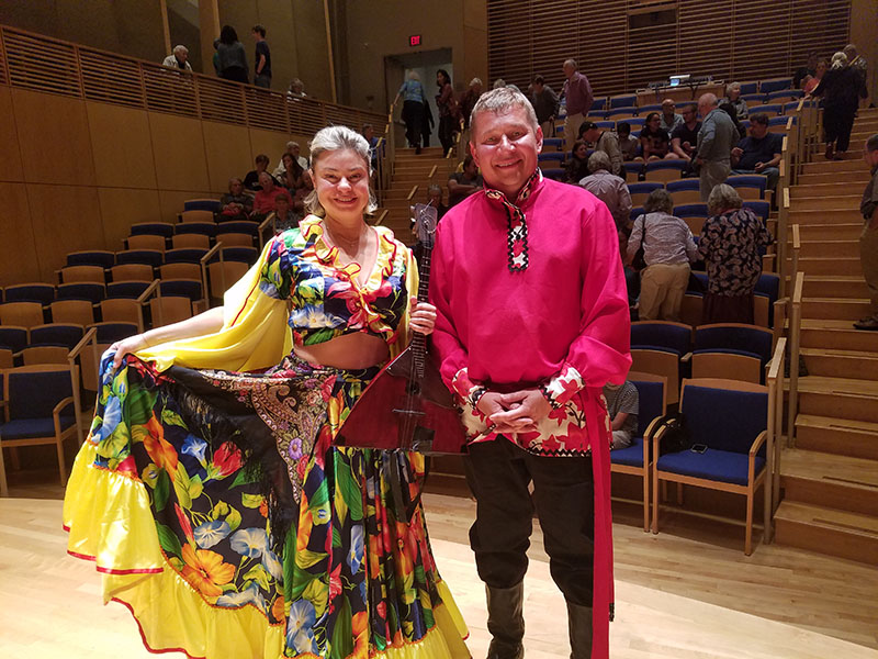 Russian Balalaika Duo, Elina Karokhina, Mikhail Smirnov, Studzinski Concert Hall, Bowdoin College, Brunswick, ME, Maine