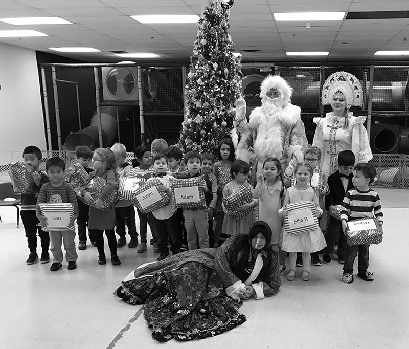 Ded Moroz, Snegurochka, Baba Yaga, Russian New Year Celebration at the Child Care in Paramus, New Jersey