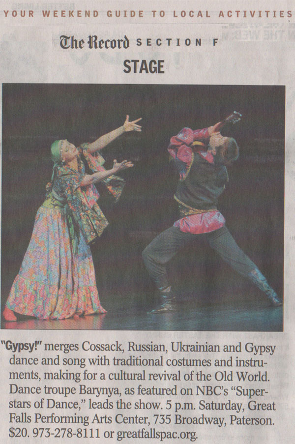 Russian Gypsy show, Great Falls Performing Arts Center, Paterson, New Jersey