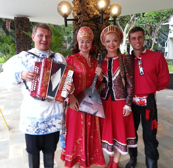 Russian dance music ensemble Barynya Russian dancers, Hawaii, Maui, Lahaina, HI