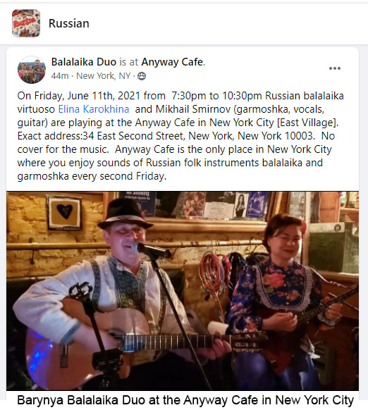 Barynya Balalaika Duo at the Anyway Cafe NYC