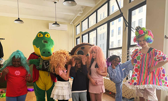 Cheburashka  Krokodil Gena clown Alisa, kids party in Manhattan, Green Square Kids Movement Lab New York City