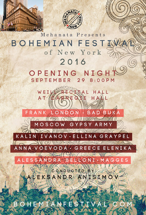 Program of the Bohemian Festival in Carnegie Hall in New York City