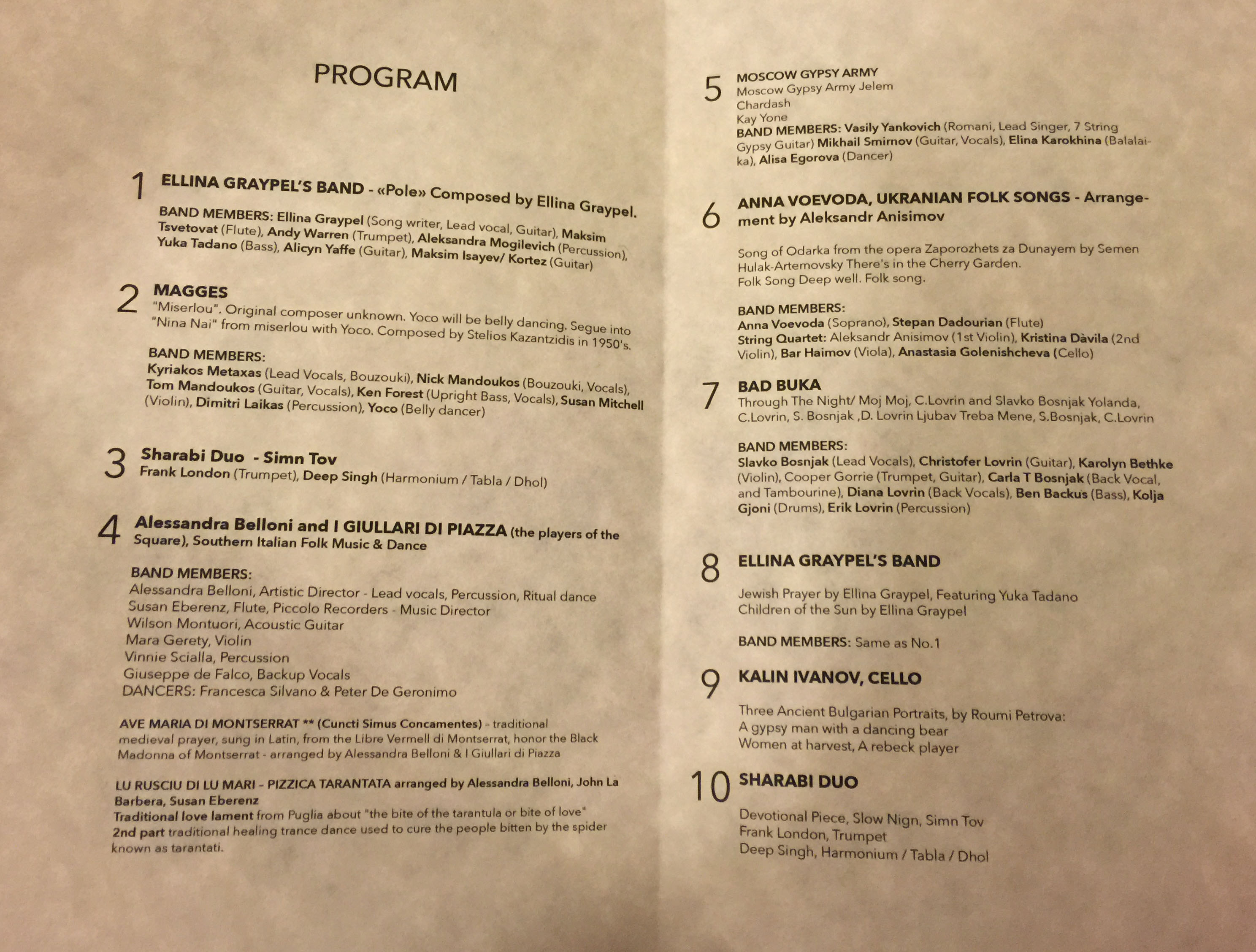 Printed program of the Bohemian Festival in Carnegie Hall, New York City