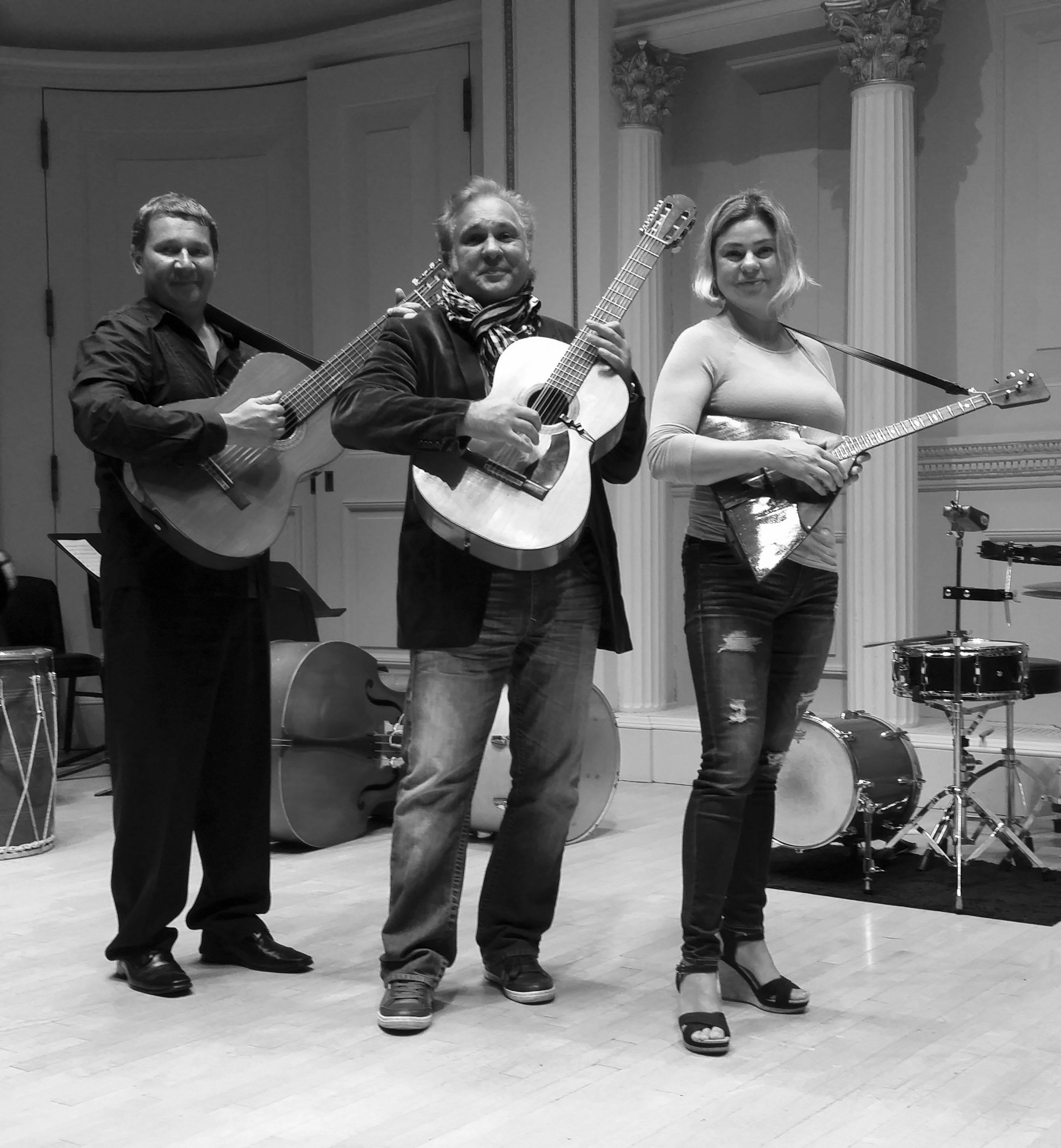 Moscow Gypsy Army, Mikhail Smirnov, Vasily Yankovich-Romani, Elina Karokhina, rehearsal at the Carnegie Hall in New York City