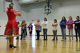Russian dance workshop, Elina Karokhina, Sixth Grade Academy, Lovington, New Mexico, Photo by Jaycie Chesser