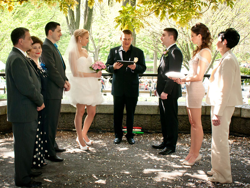 Russian Wedding ceremony, Russian wedding officiant Mikhail, May 4, 2012. Central Park New York City