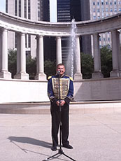 Russian wedding minister, Wrigley Square, Millennium Park, Chicago, Illinois