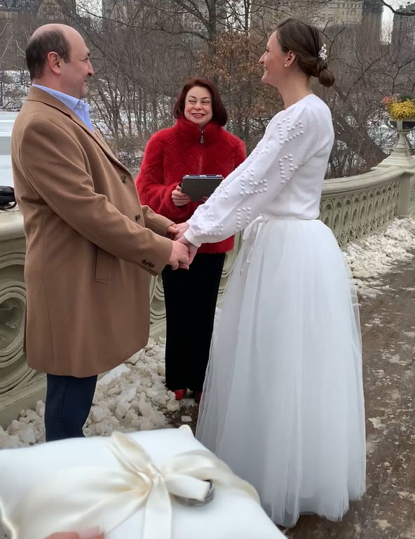 Russian Wedding Officiant Elina, 02-02-2022, Bow Bridge, Central Park, New York City